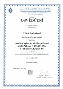 certifikát auditor kybernetické bezpečnosti