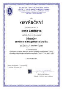 certifikát manažer systému managementu kvality